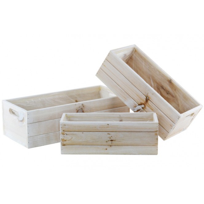 Cassetta in legno setx3 legno bianco — Cesti