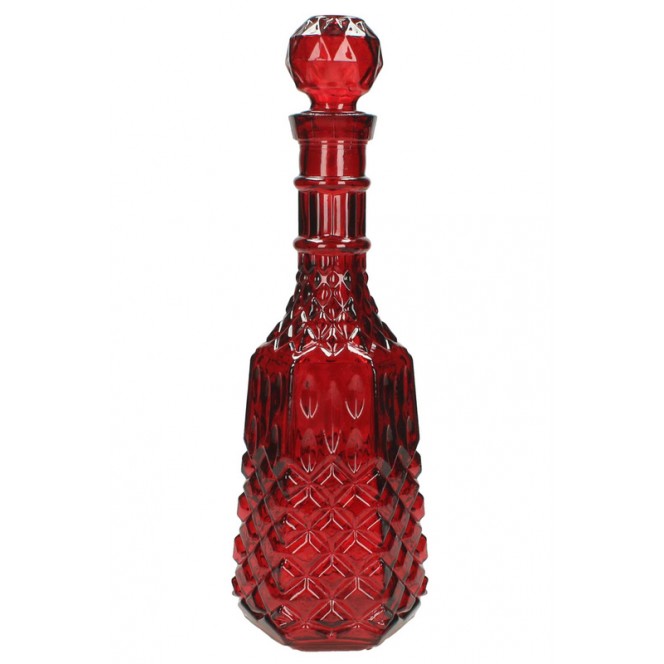 Bottiglia vetro rosso 11,50x11,50 cm — Per la Tavola