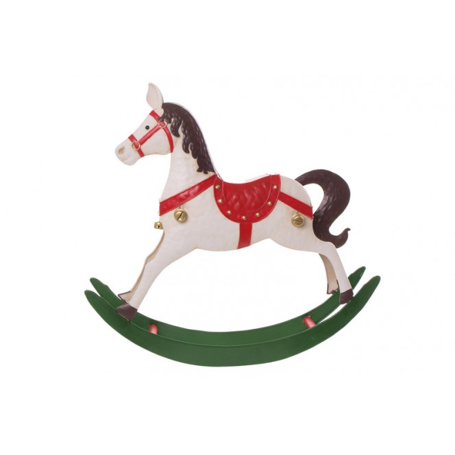 decorazioni natalizie per albero di Natale in metallo Logbuch-Verlag 8 piccoli cavalli a dondolo in metallo rosso bianco